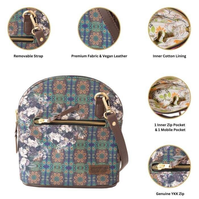 Elegant Flower of Stone Travel Crossbody Bag - Image 3