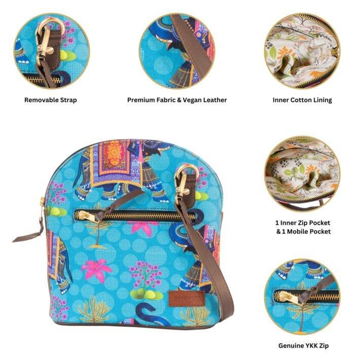 Royal Elephant Zipper Crossbody Bag - Image 2