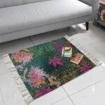 Pink Green Flower Designer Rug for Home - Image 3