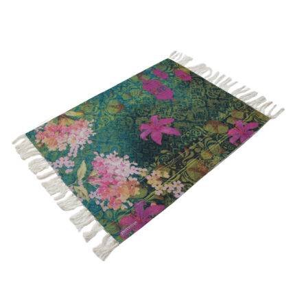 Pink Green Flower Designer Rug for Home