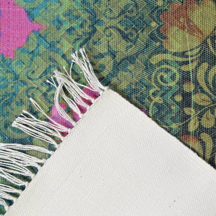 Pink Green Flower Designer Rug for Home - Image 2