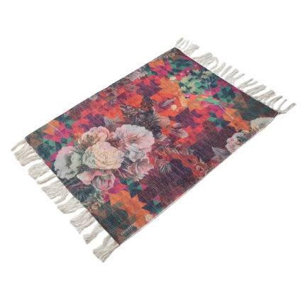 Multicolour Floral Polyester Rug