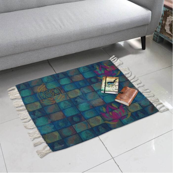 Geometric Design Printed Polyester Rug - Image 2