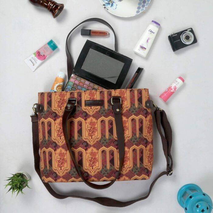 Flowers Design Handmade Office Tote Bag for Women - Image 2