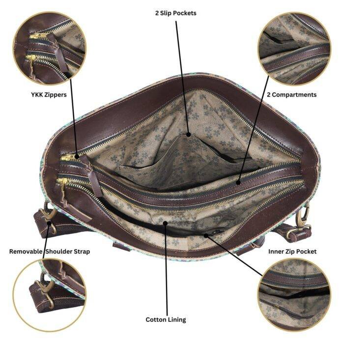 Abstract Flower Print Women Designer Bag - Image 3