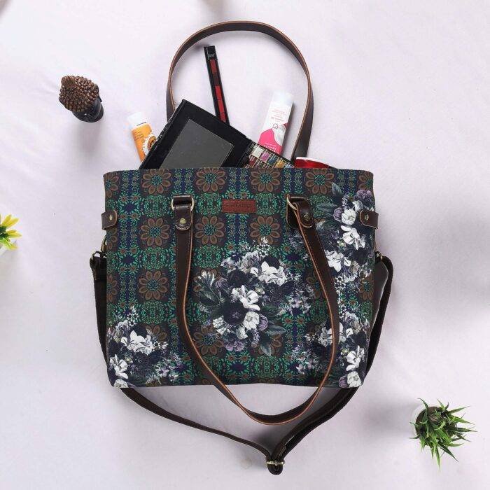 Abstract Flower Print Women Designer Bag - Image 2