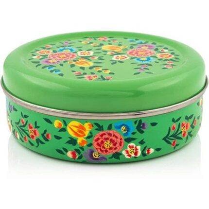 Handpainted Stainless Steel Masala Box Blue Pink Yellow Green