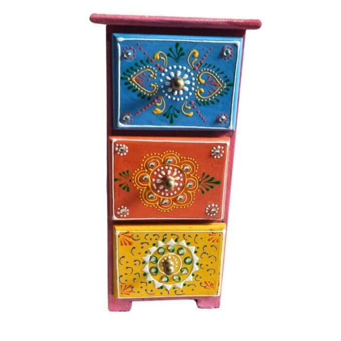Wooden Drawer Chest Decorative Showpiece Multi - Image 3