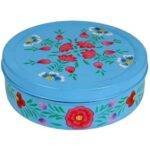 Handpainted Stainless Steel Masala Box Blue