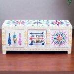 Wooden Drawer Box Decorative Showpiece Cream