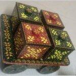 Handcrafted Wooden Painted Trolley Tray with 4 Containers - Image 2