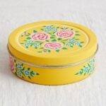 Handpainted Stainless Steel Masala Box Blue Pink Yellow