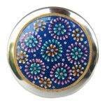 Handpainted Stainless Steel Masala Box Blue Pink Yellow Blue Design