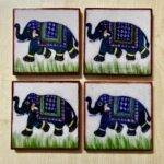 Exquisite Blue Pottery Coasters set of 4