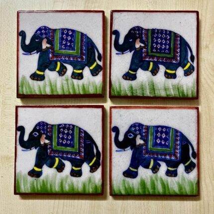 Exquisite Blue Pottery Coasters set of 4