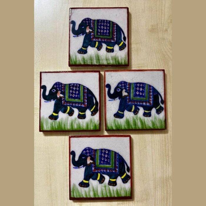 Exquisite Blue Pottery Coasters set of 4 - Image 2