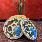 Designer Blue Pottery Coasters set of 6 with holder - Image 2