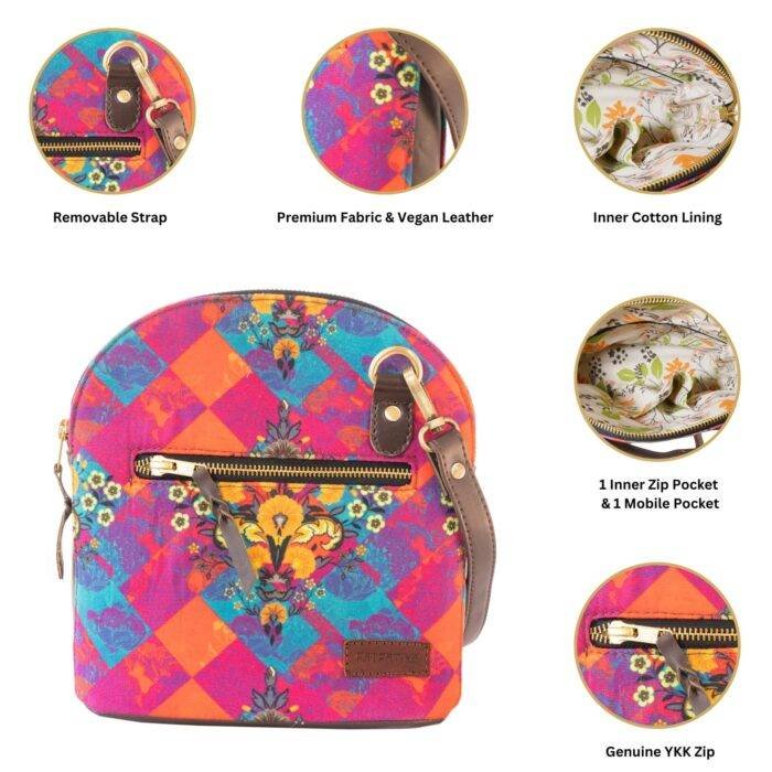 Women Multicolor Floral Crossbody Bag - Image 2
