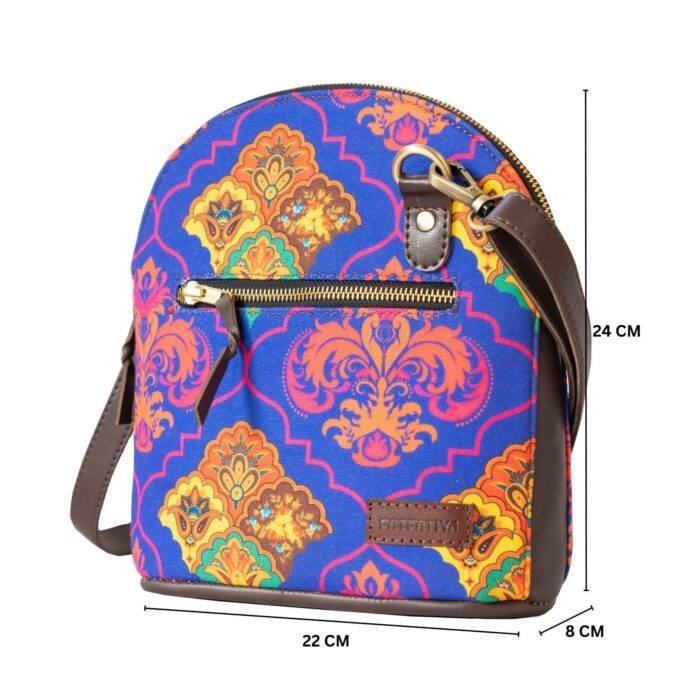 Printed Multicolour Crossbody Canvas Bag - Image 3