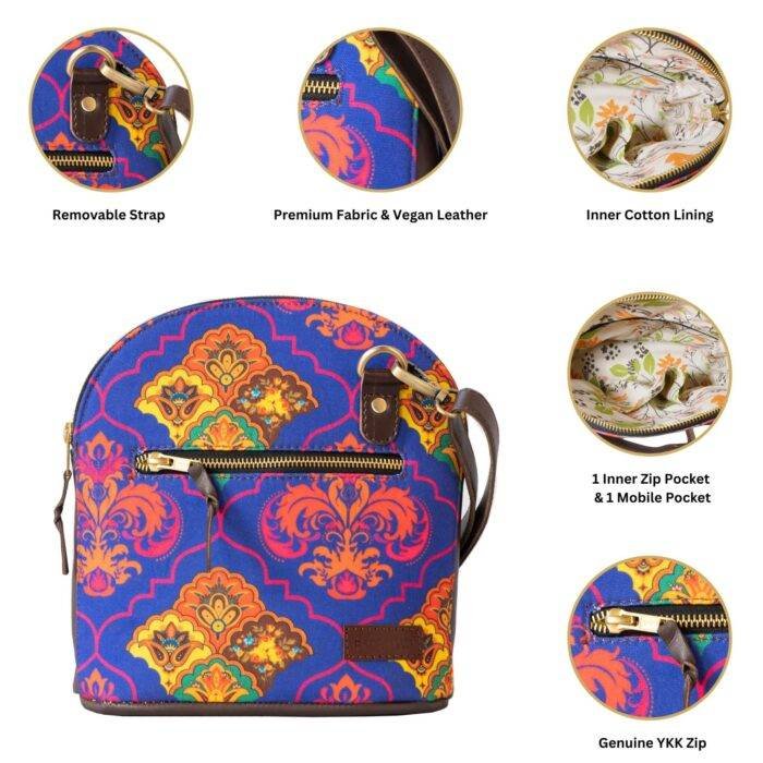 Printed Multicolour Crossbody Canvas Bag - Image 2
