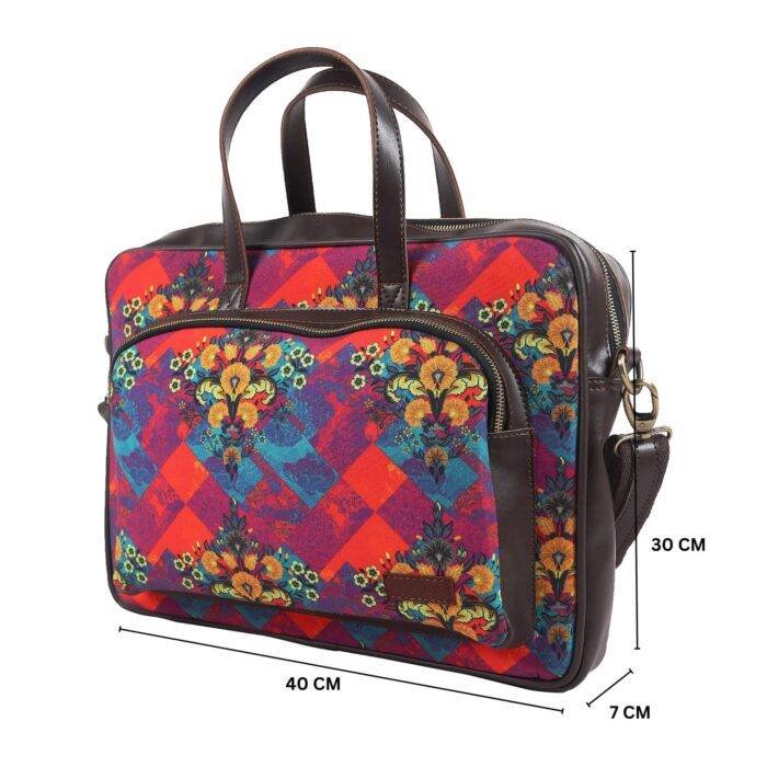 Shekhawati Motif Print Handmade Laptop Bag - Image 2