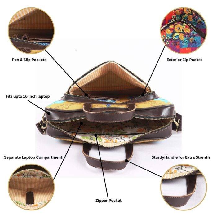 Shekhawati Motif Print Handmade Laptop Bag - Image 7