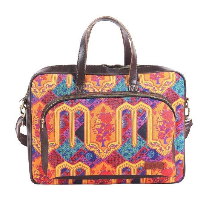 Multicoloured Motif Printed Laptop Bag - Image 8