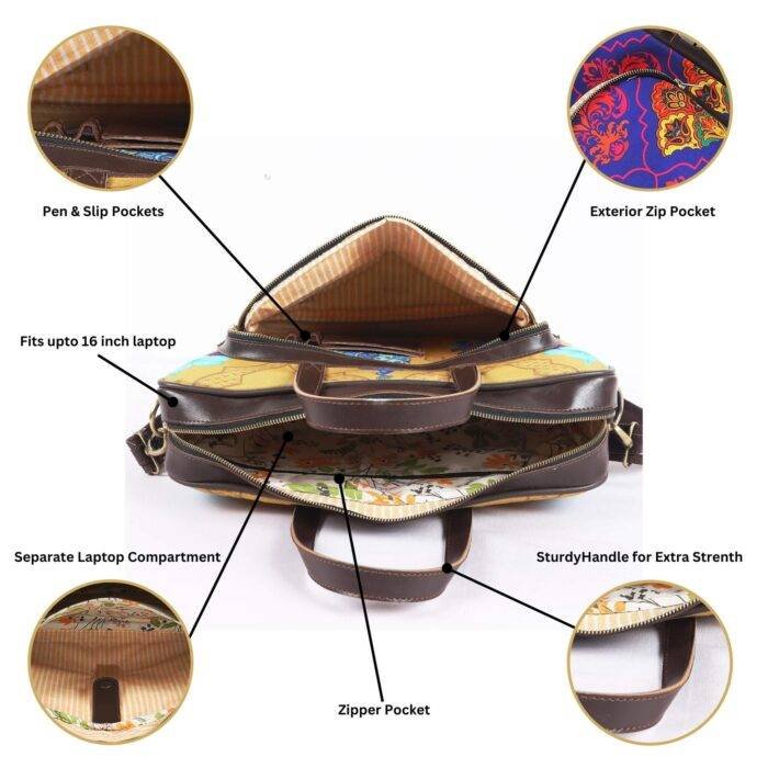 Shekhawati Decorative Pattern Laptop Bag for Women - Image 7