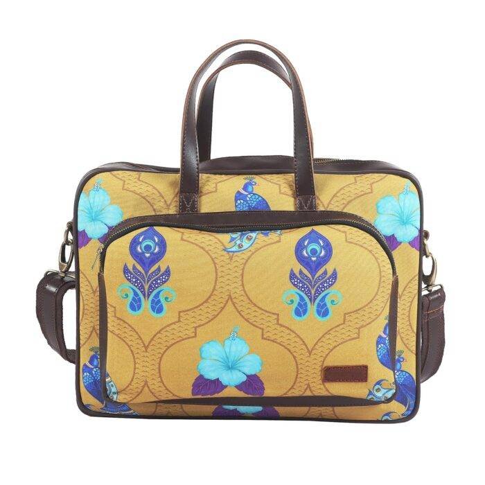 Peacock Motif Stylish Laptop Bag - Image 6
