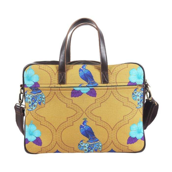 Peacock Motif Stylish Laptop Bag - Image 5