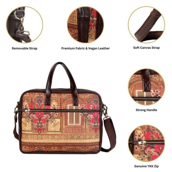 Haveli Flower Design Laptop Bag for Women and Girls - Image 2