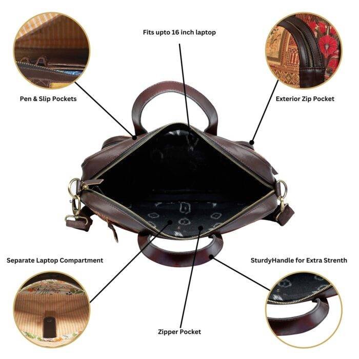 Haveli Flower Design Laptop Bag for Women and Girls - Image 6