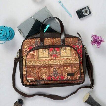 Haveli Flower Design Laptop Bag for Women and Girls