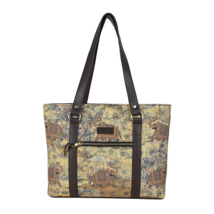 Elephant Motif Women Tote Handbag - Image 4