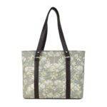 White Lotus Motif Floral Handbag