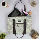 White Lotus Motif Floral Handbag - Image 2