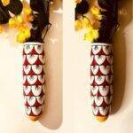 Hand Painted Ceramic Fridge Magnet Planter Red and White - Image 5