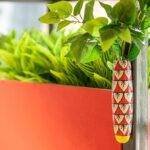 Hand Painted Ceramic Fridge Magnet Planter Red and White - Image 4