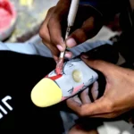 Hand Painted Ceramic Fridge Magnet Planter Red and White - Image 6