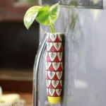 Hand Painted Ceramic Fridge Magnet Planter Red and White