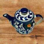 Hand Painted Blue Pottery Kettle Set - Image 4
