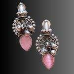 Pink and Silver Toned Classic Drop Earrings