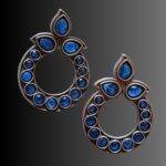 Brass and Blue Circular Earrings