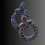 Brass and Blue Circular Earrings - Image 3