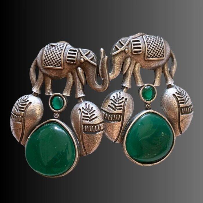 Oxidised Green Elephant Stud - Image 2