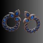 Brass and Blue Circular Earrings - Image 2