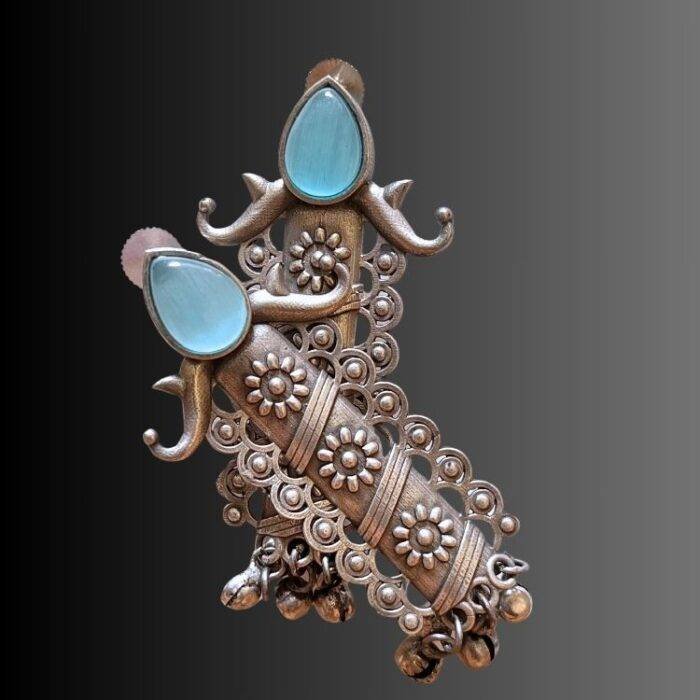 Ethnic Oxidised Stone Studded Studs - Image 2