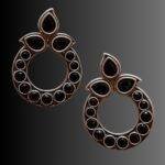 Brass and Black Circular Earrings