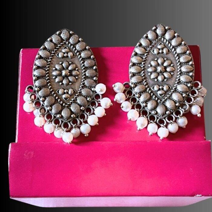 Oval Shaped Oxidised Studs - Image 3