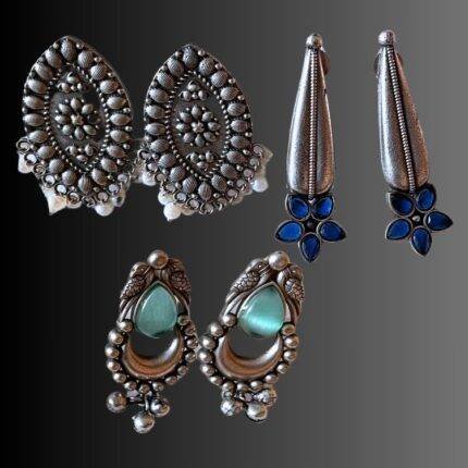 Oxidized Modern Earrings Set of 3